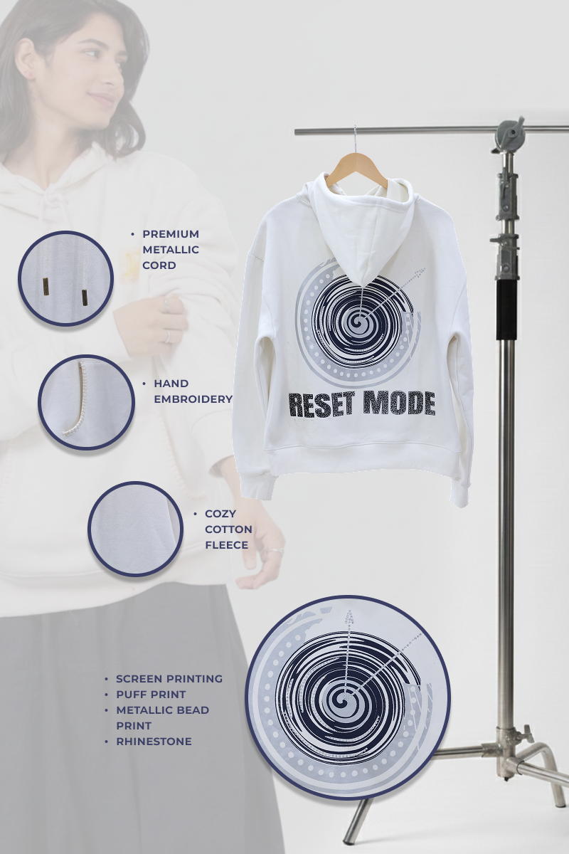 Reset 2027 Handcrafted Hoodie White - Women