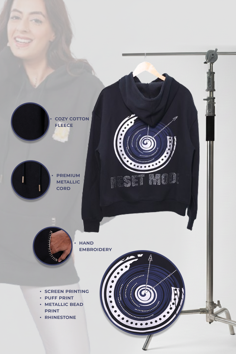 Reset 2027 Handcrafted Hoodie Black - Women