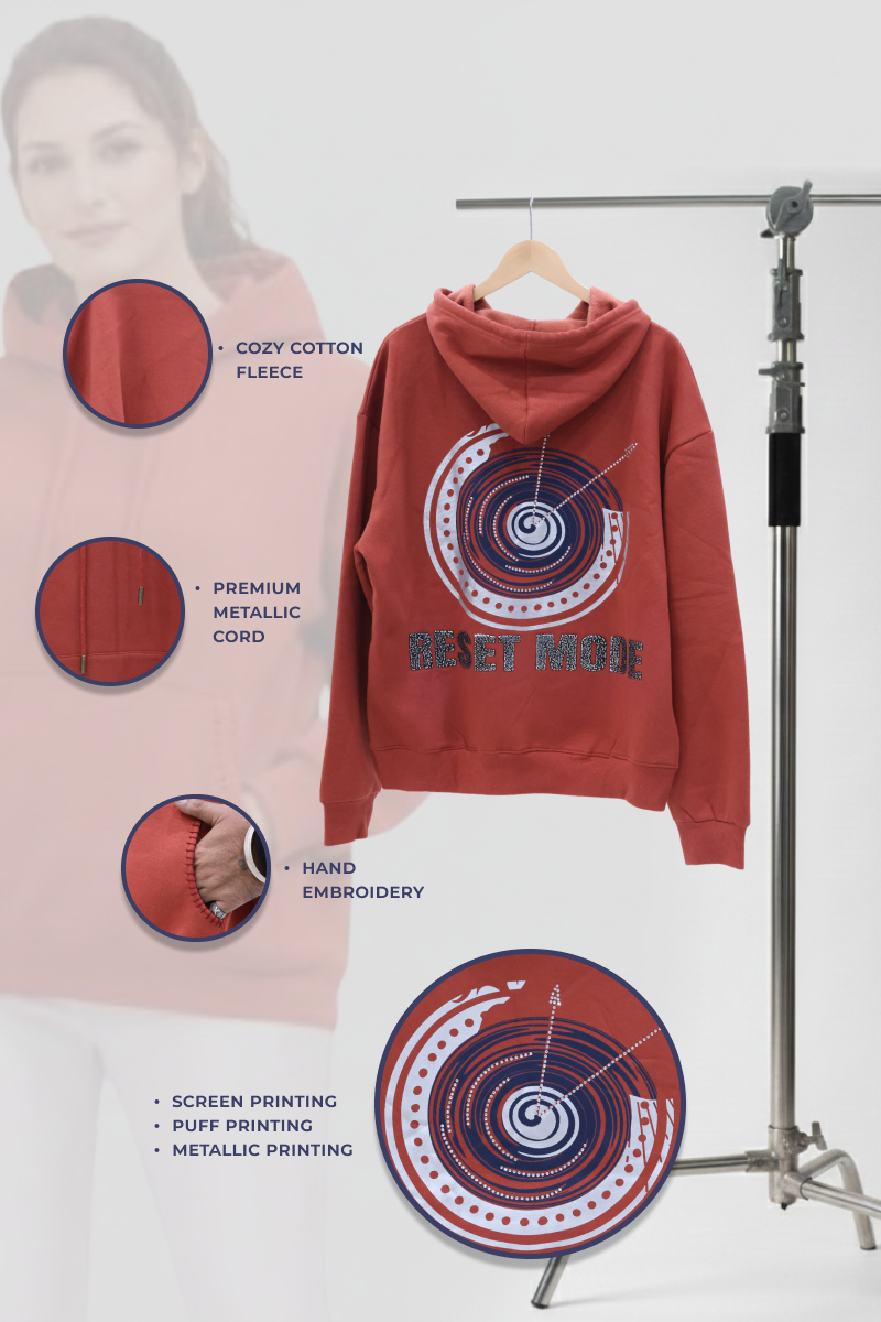 Reset 2027 Handcrafted Hoodie Rusty Red - Women