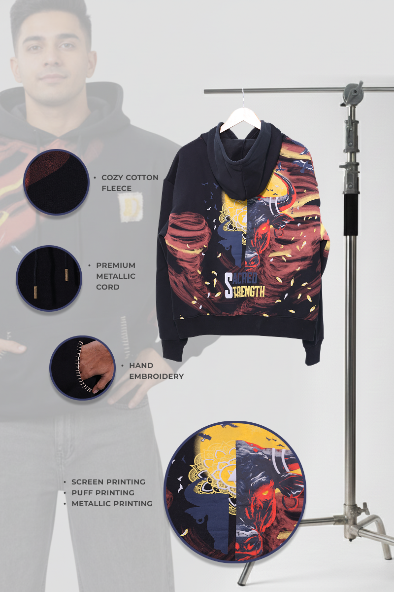 Saahas Handcrafted Hoodie Black - Men