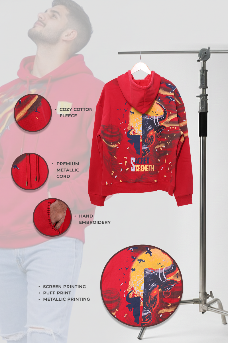 Saahas Handcrafted Hoodie Red - Men