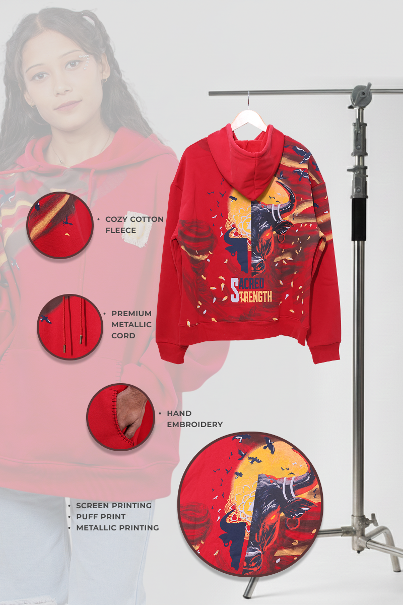 Saahas Handcrafted Hoodie Red - Women
