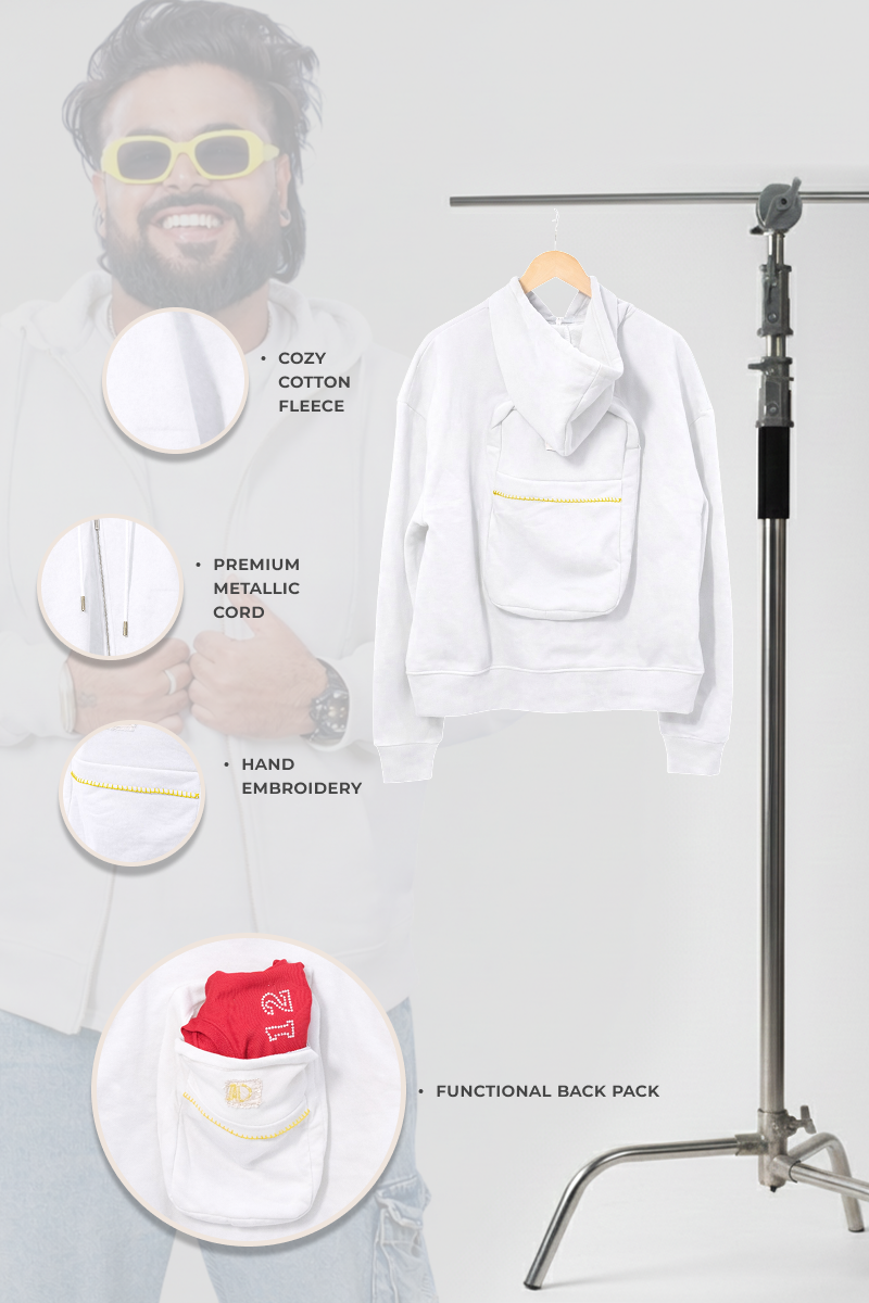 Safarnama Concert BagPack White hoodie - Women