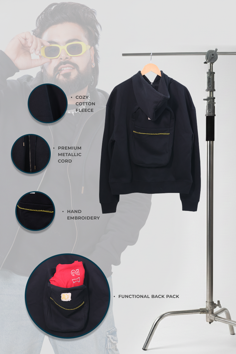 Safarnama Concert BagPack Black hoodie - Men