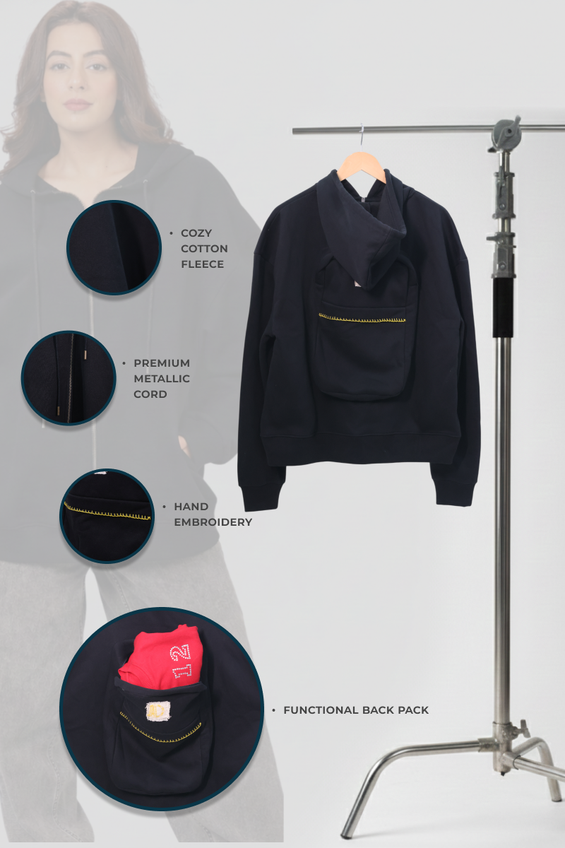 Safarnama Concert BagPack Black hoodie - Women