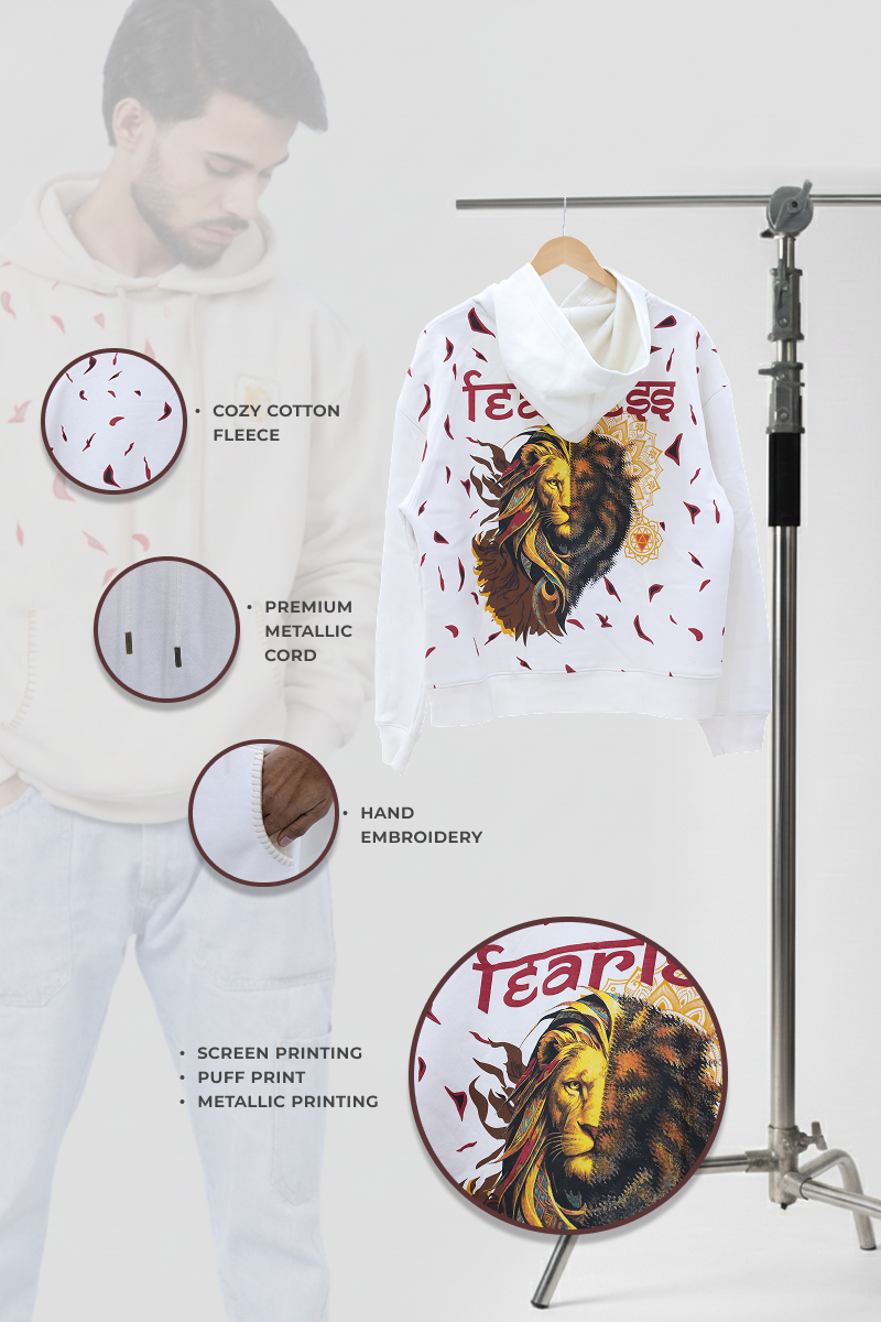 Tejas Handcrafted Hoodie White-Men