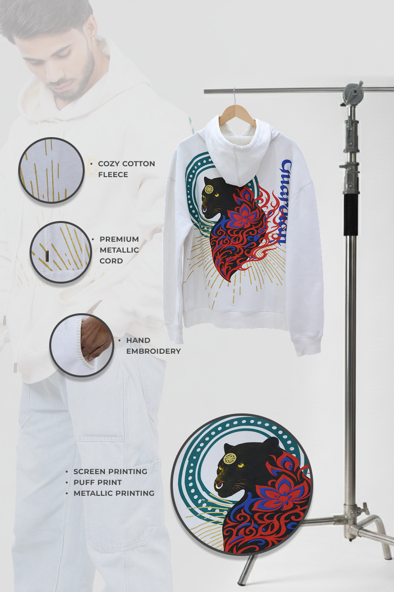 Veerya   Handcrafted Hoodie White-Men