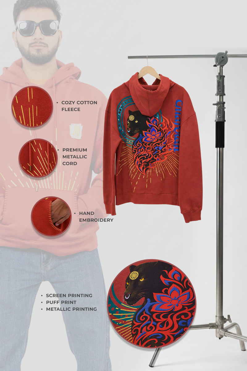 Veerya Handcrafted Hoodie Rust-Men