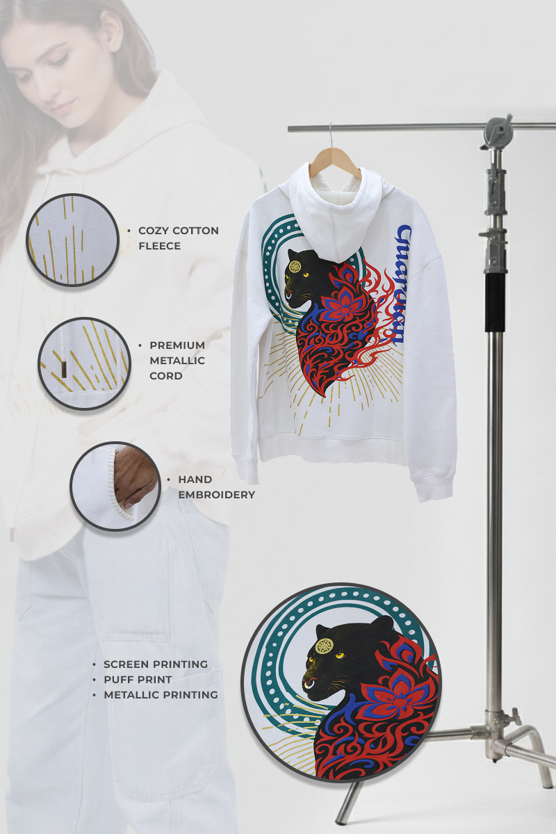 Veerya Handcrafted Hoodie White-Women
