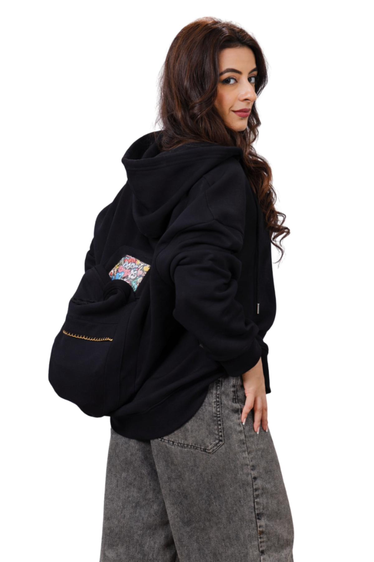 Safarnama Concert BagPack Black hoodie - Women