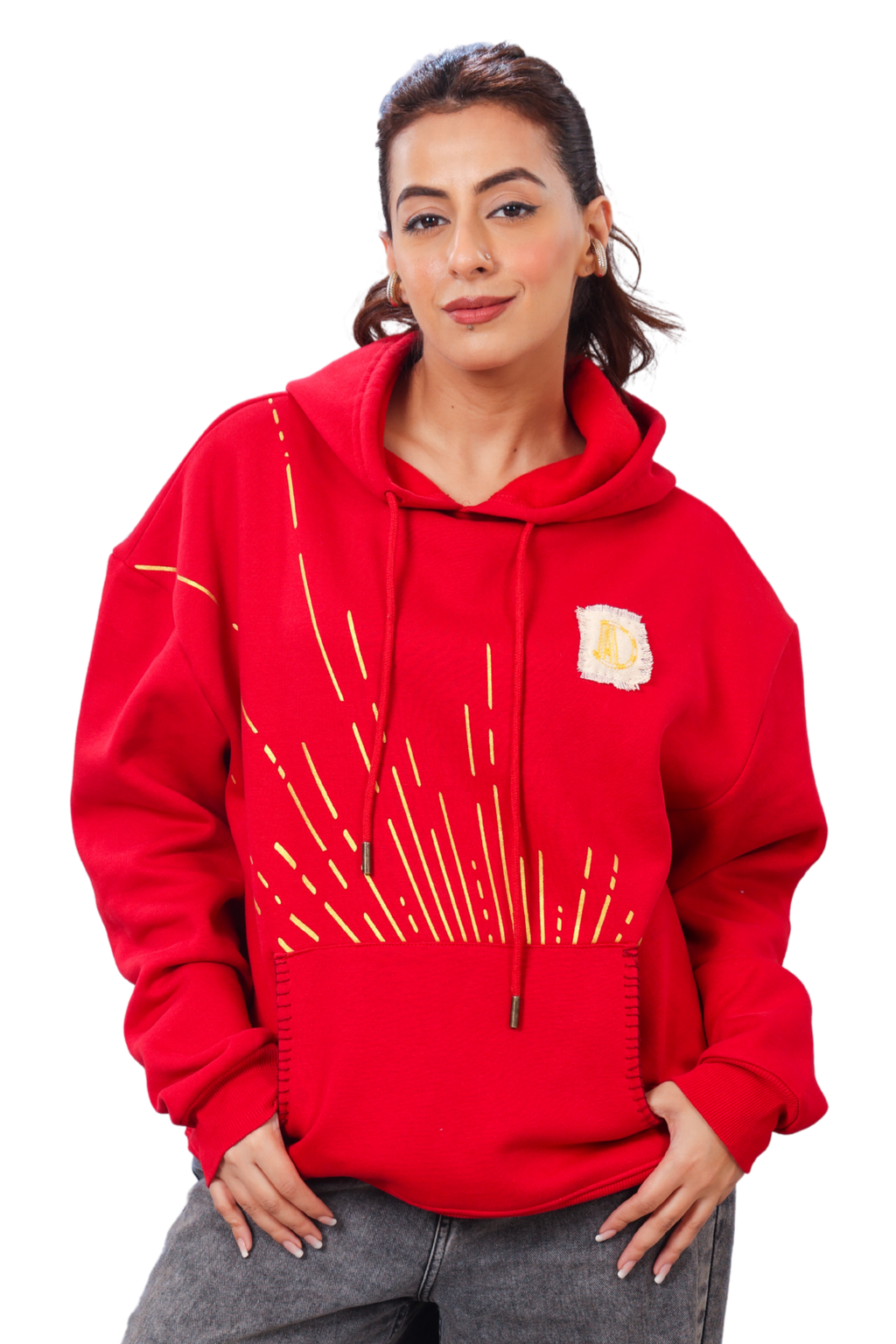 Veerya Handcrafted Hoodie Red-Women