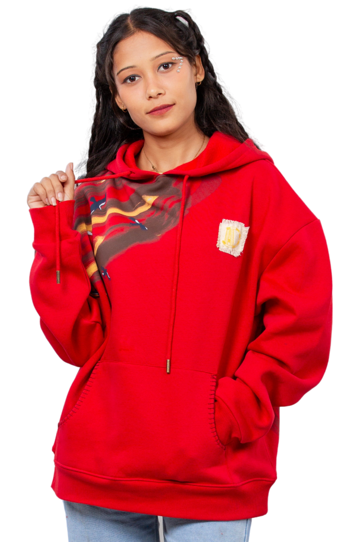 Saahas Handcrafted Hoodie Red - Women