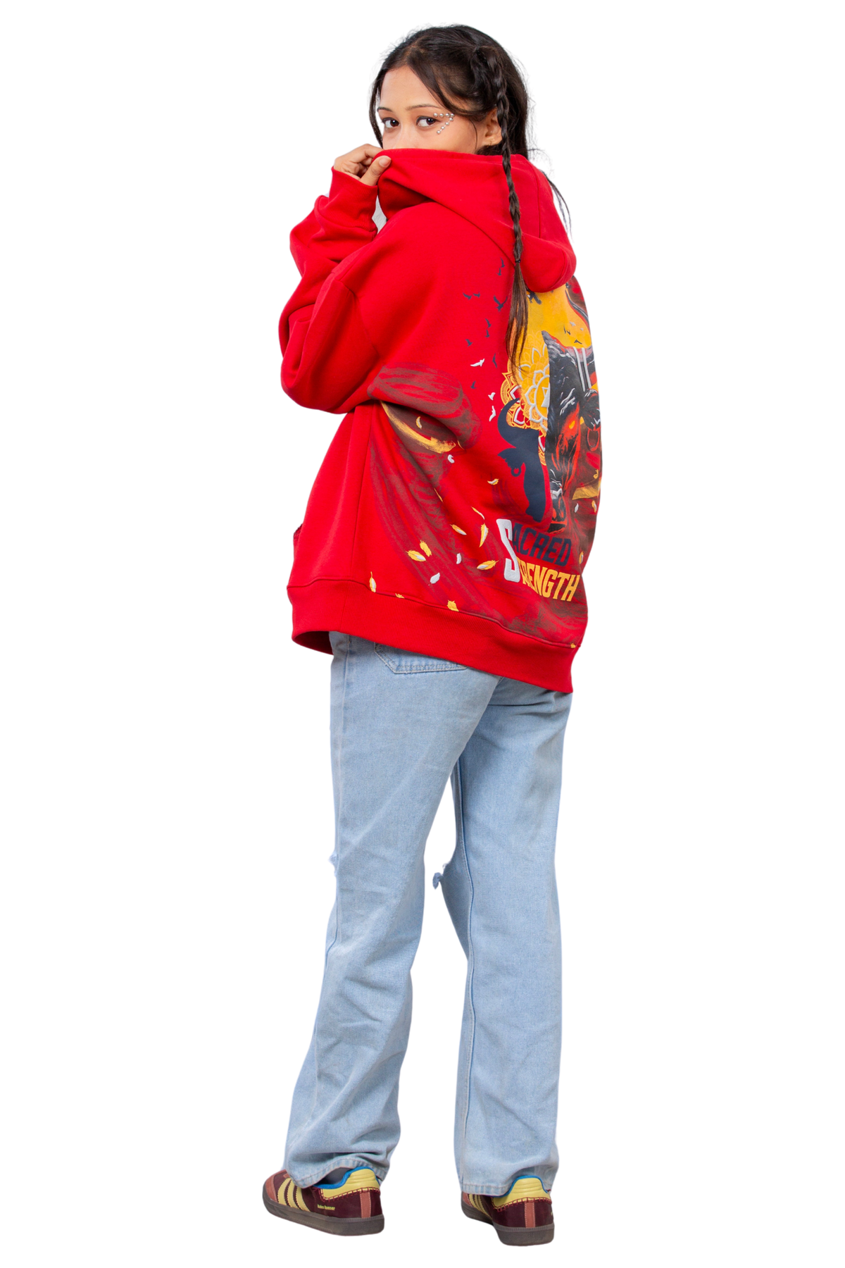 Saahas Handcrafted Hoodie Red - Women
