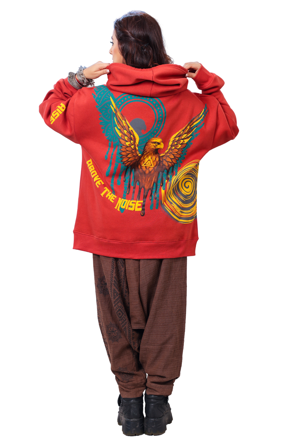 Shaurya Handcrafted Hoodie Rusty Red-Women