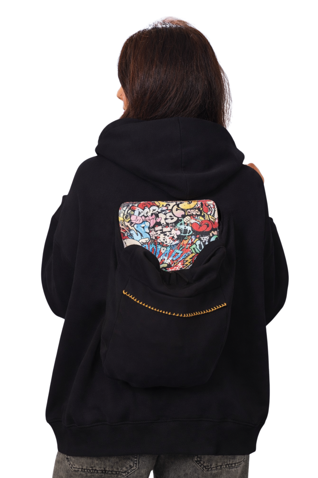 Safarnama Travel Uni BagPack Black hoodie - Women
