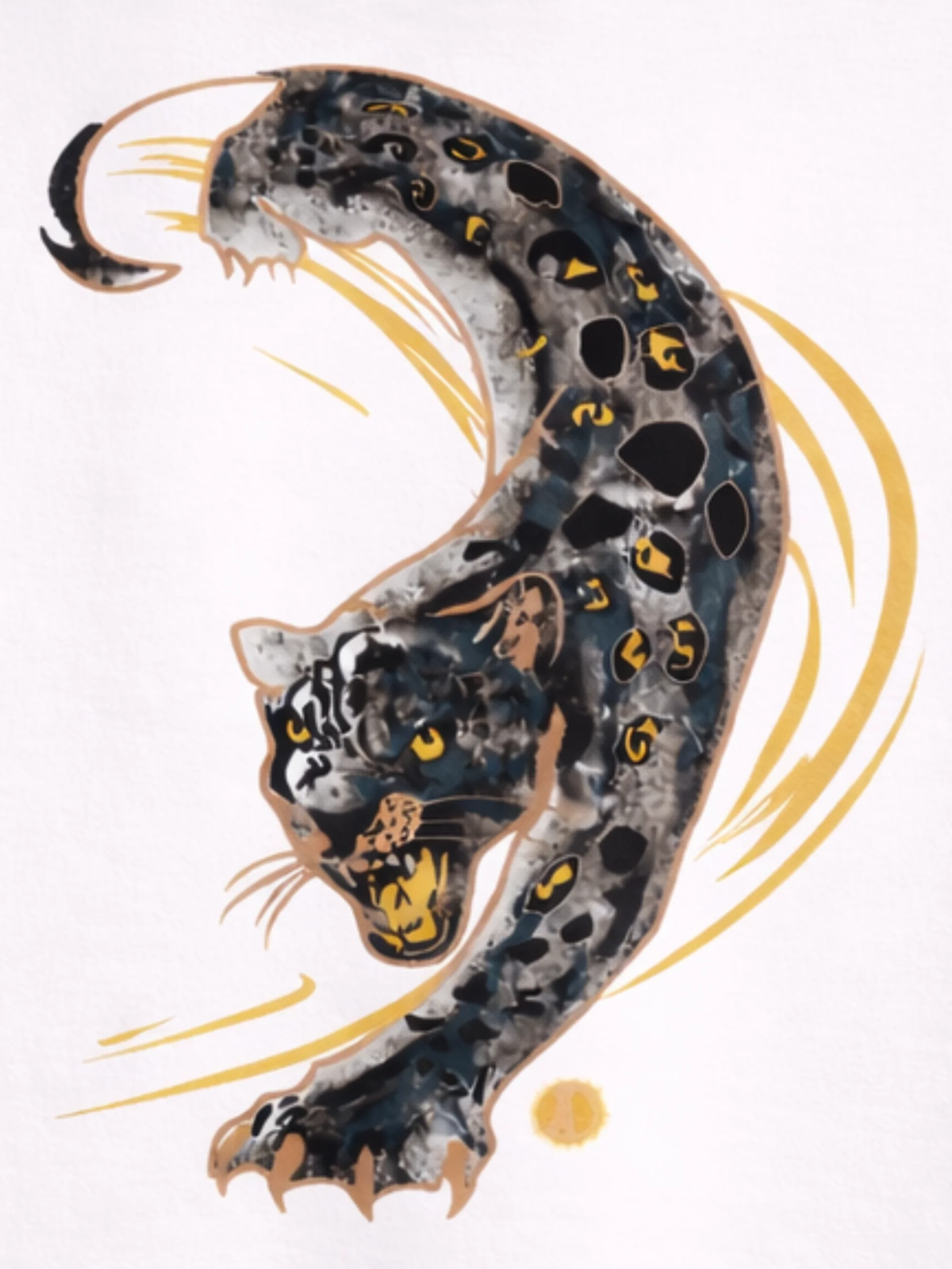 Midnight Panther White Oversized Tee - Men