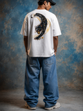 Midnight Panther White Oversized Tee - Men