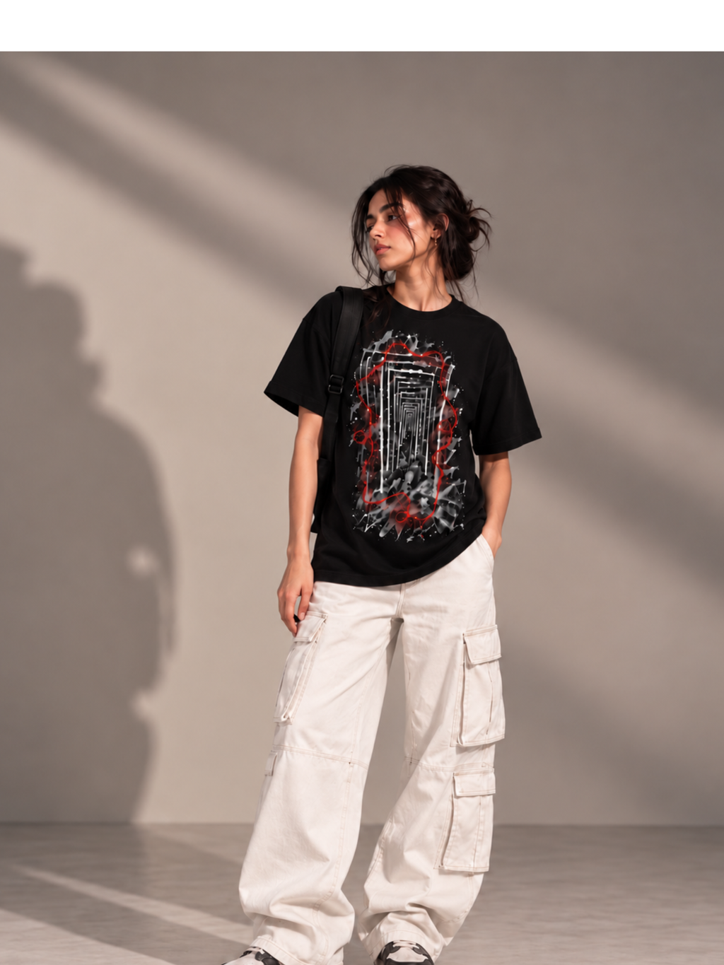 Reverie 2.0 Oversized Tee Detachable Sleeves Black-Women
