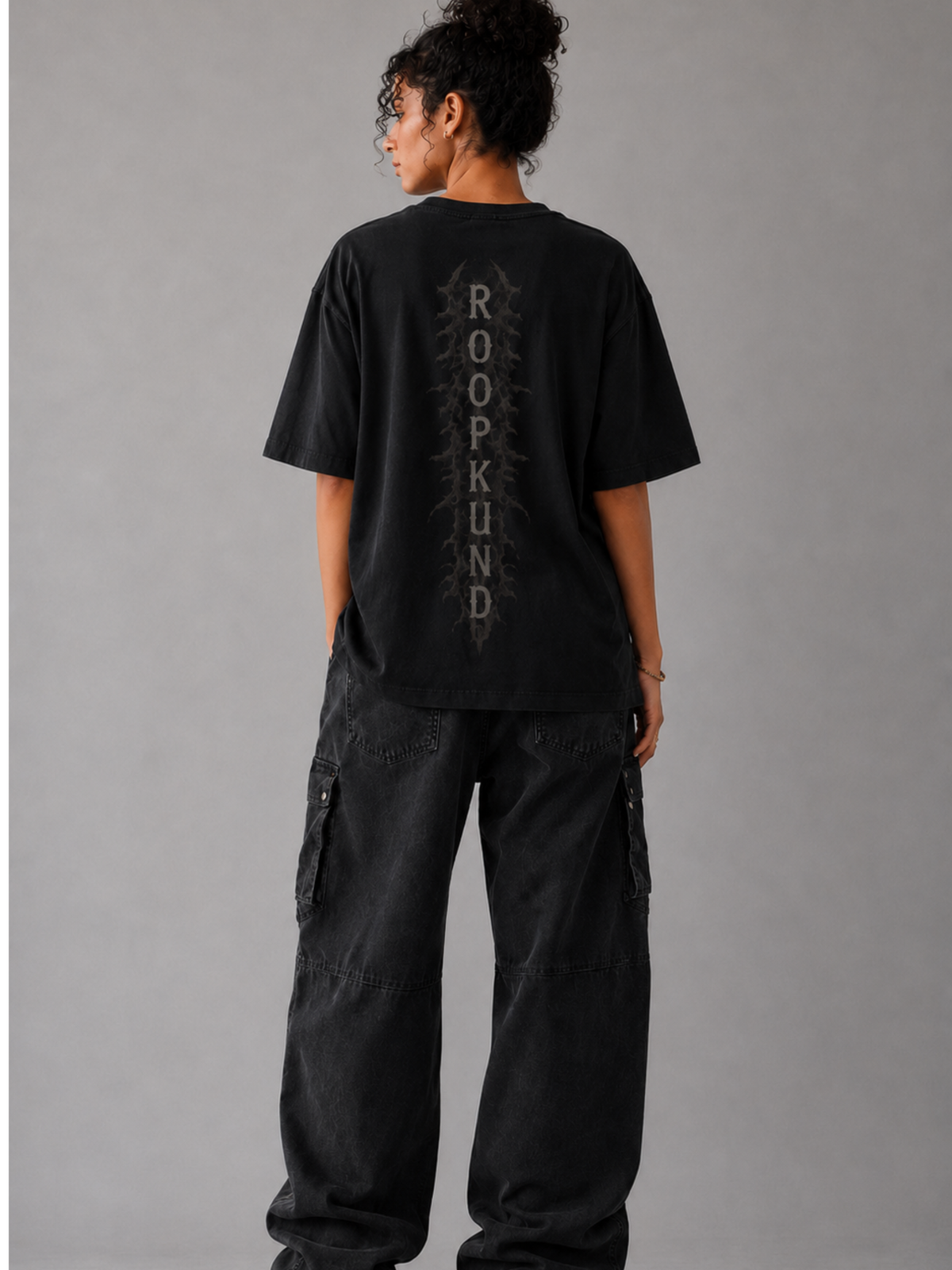 Roopkund Skull Black Oversized Tee - Women