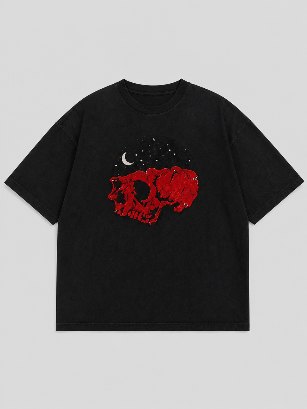 Roopkund Skull Black Oversized Tee - Women