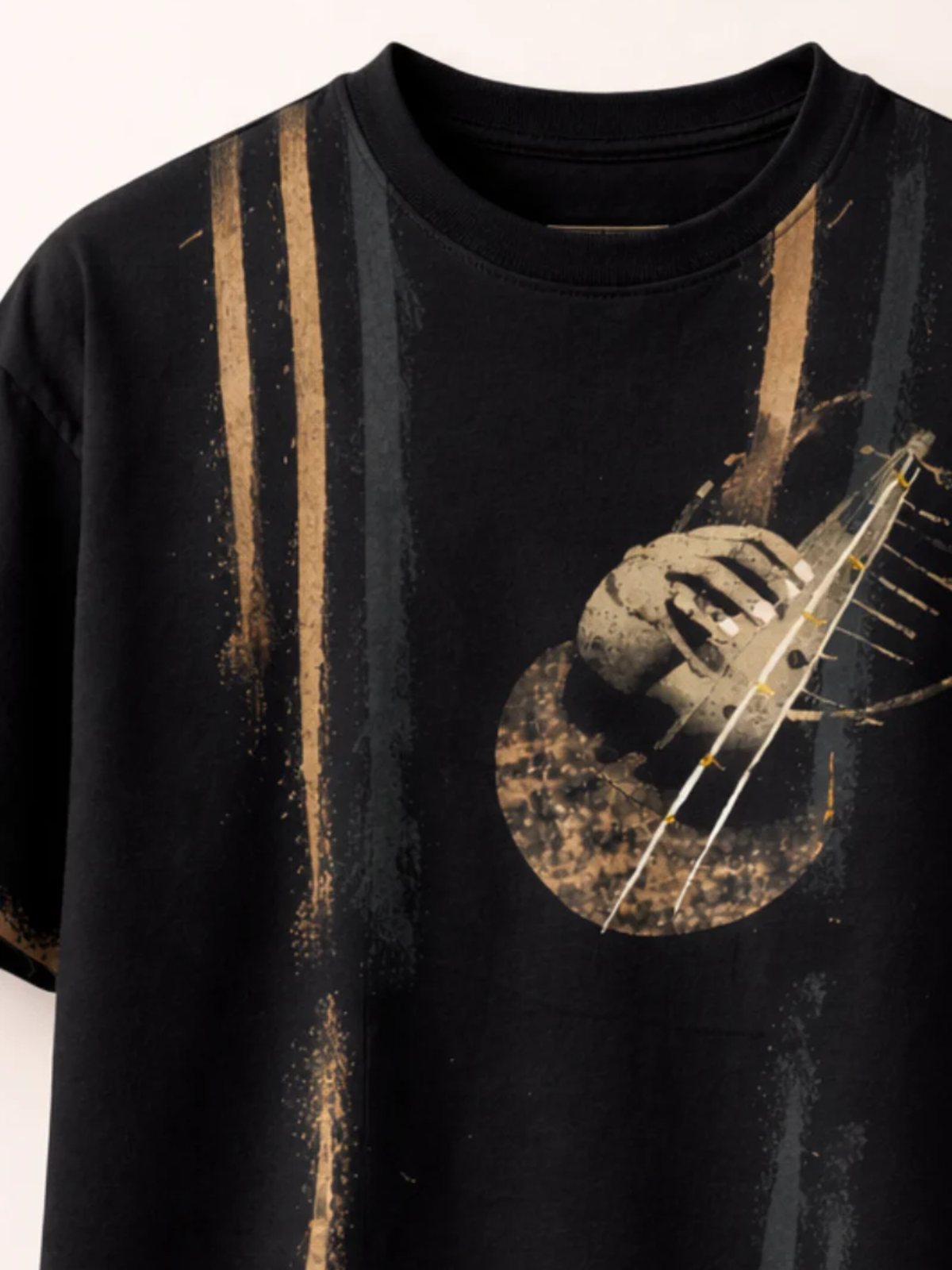 String Oversized Black Tee-Women