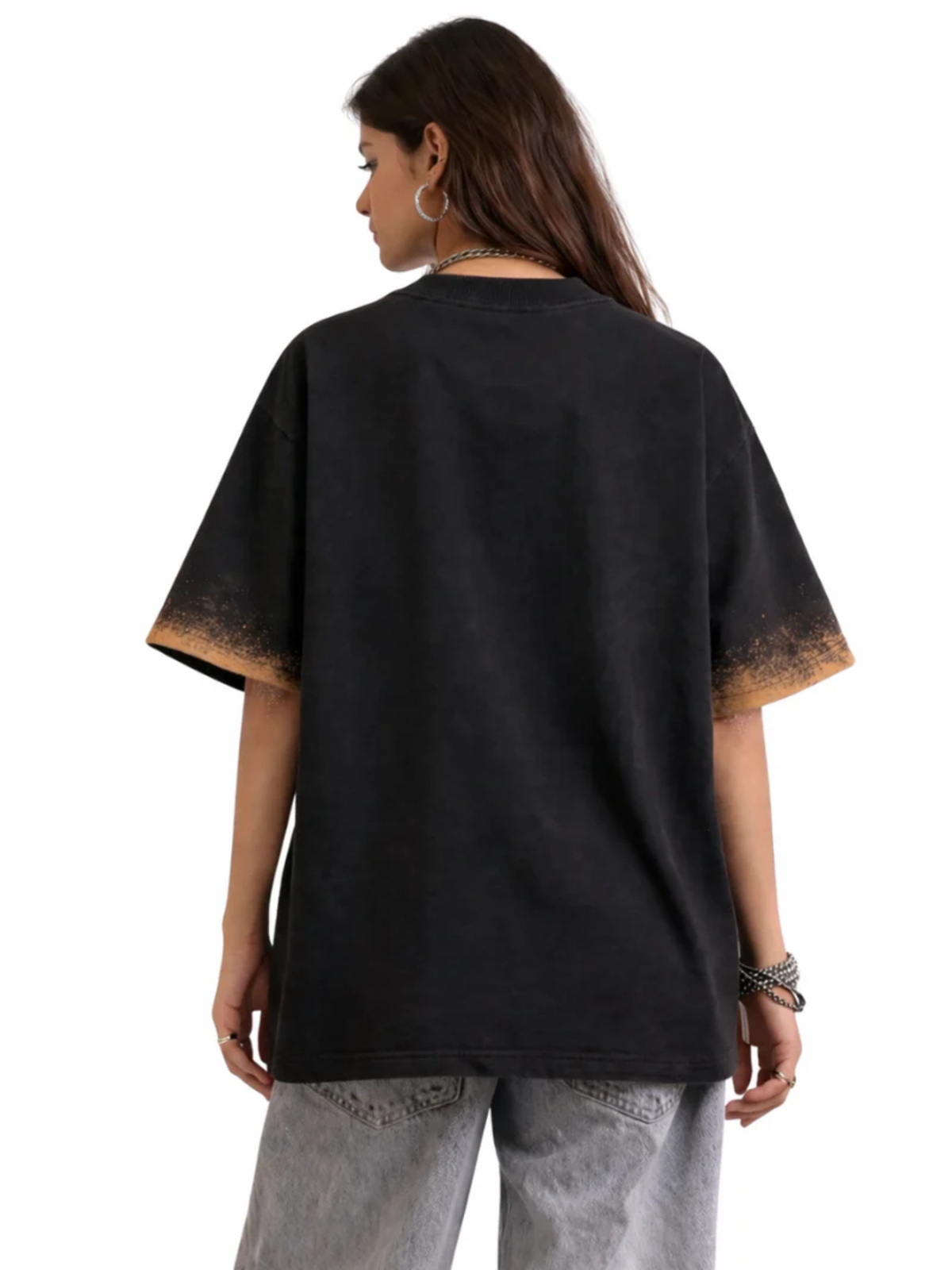 String Oversized Black Tee-Women