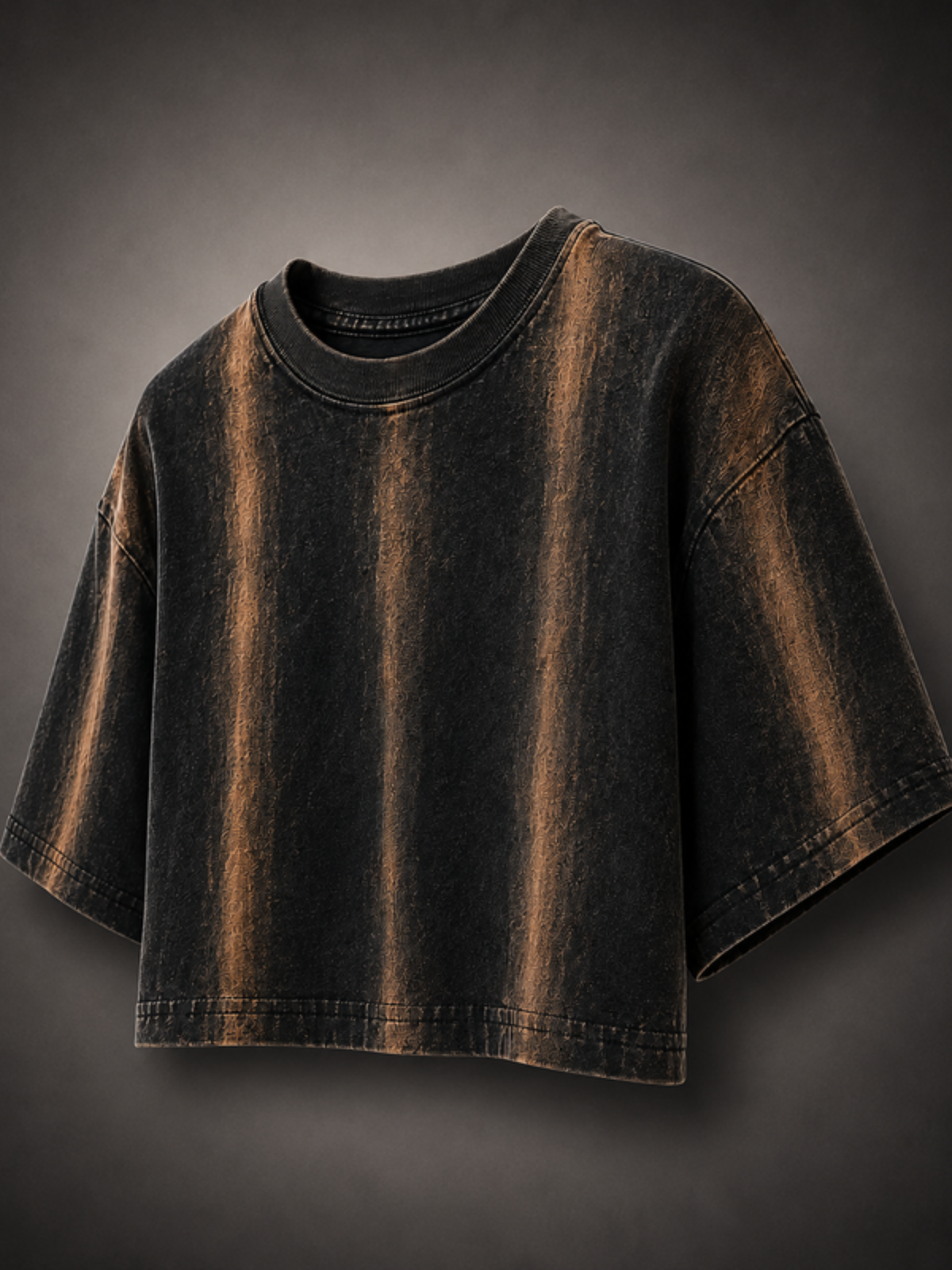 Rust Streaked Oversized Crop Top - Women black