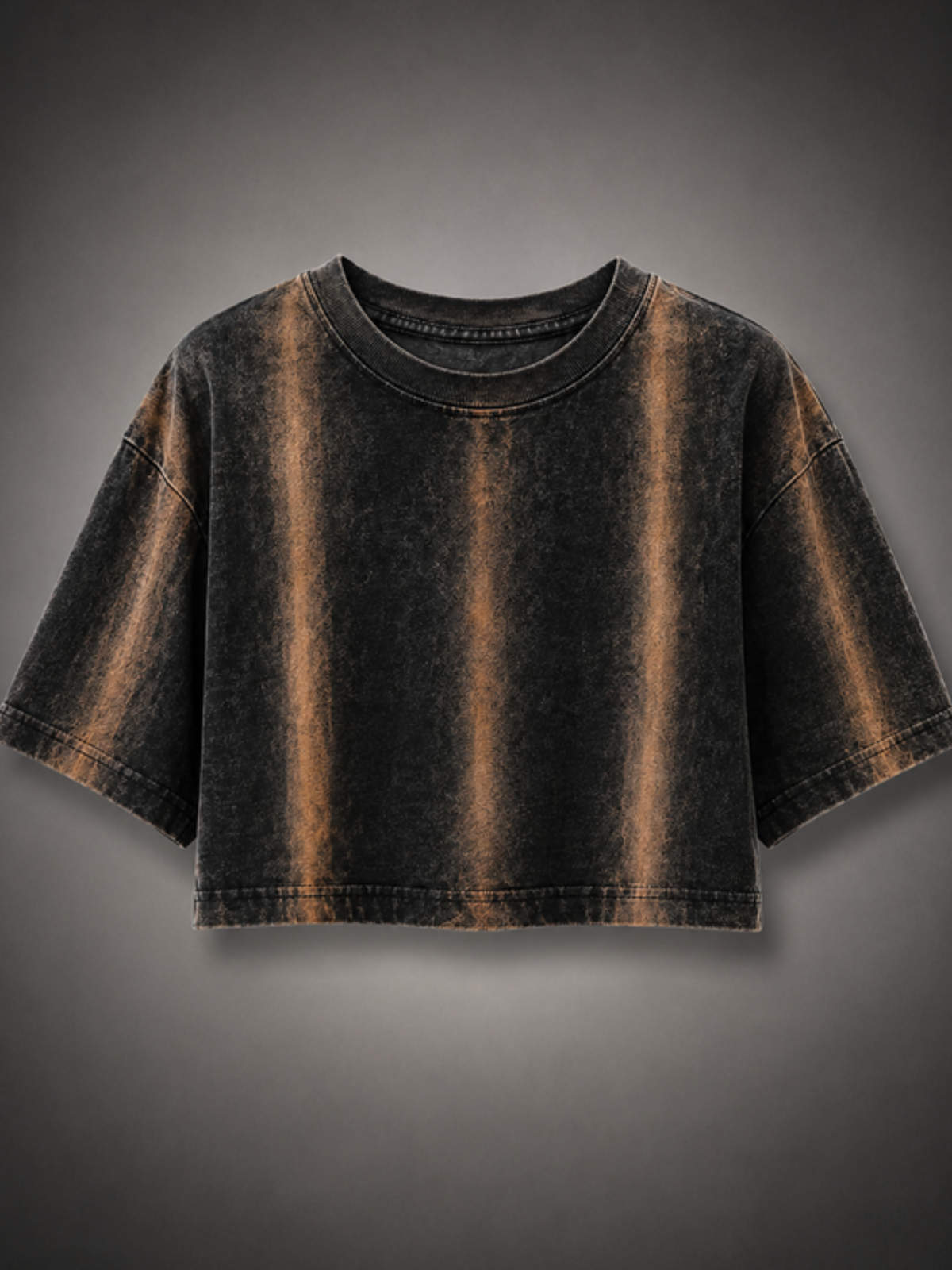 Rust Streaked Oversized Crop Top - Women black