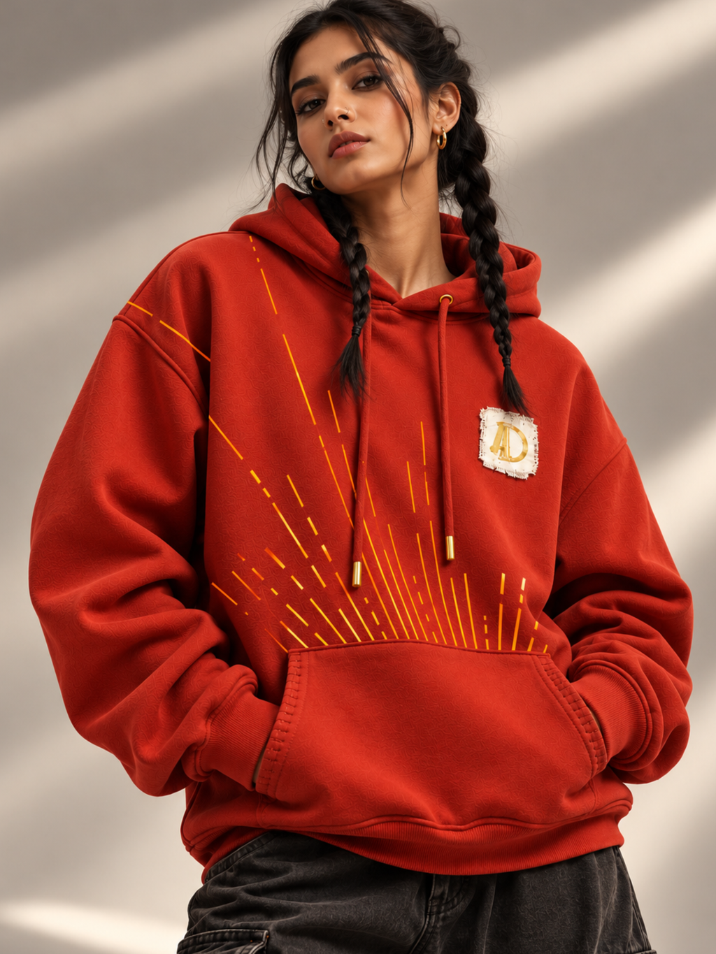 Veerya  Handcrafted Hoodie Rust-Women