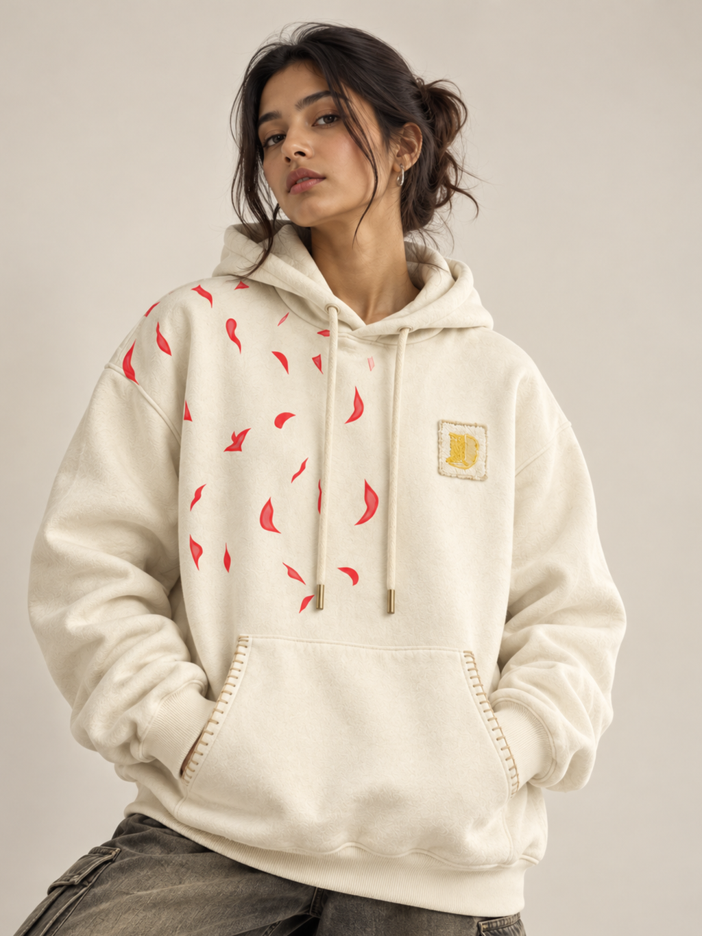Tejas Handcrafted Hoodie White-Women