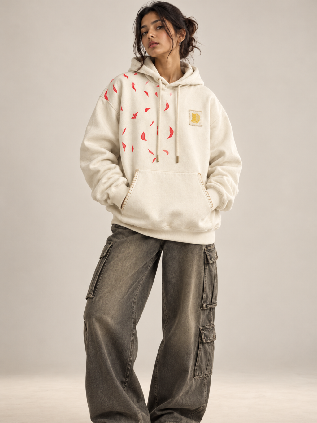 Tejas Handcrafted Hoodie White-Women