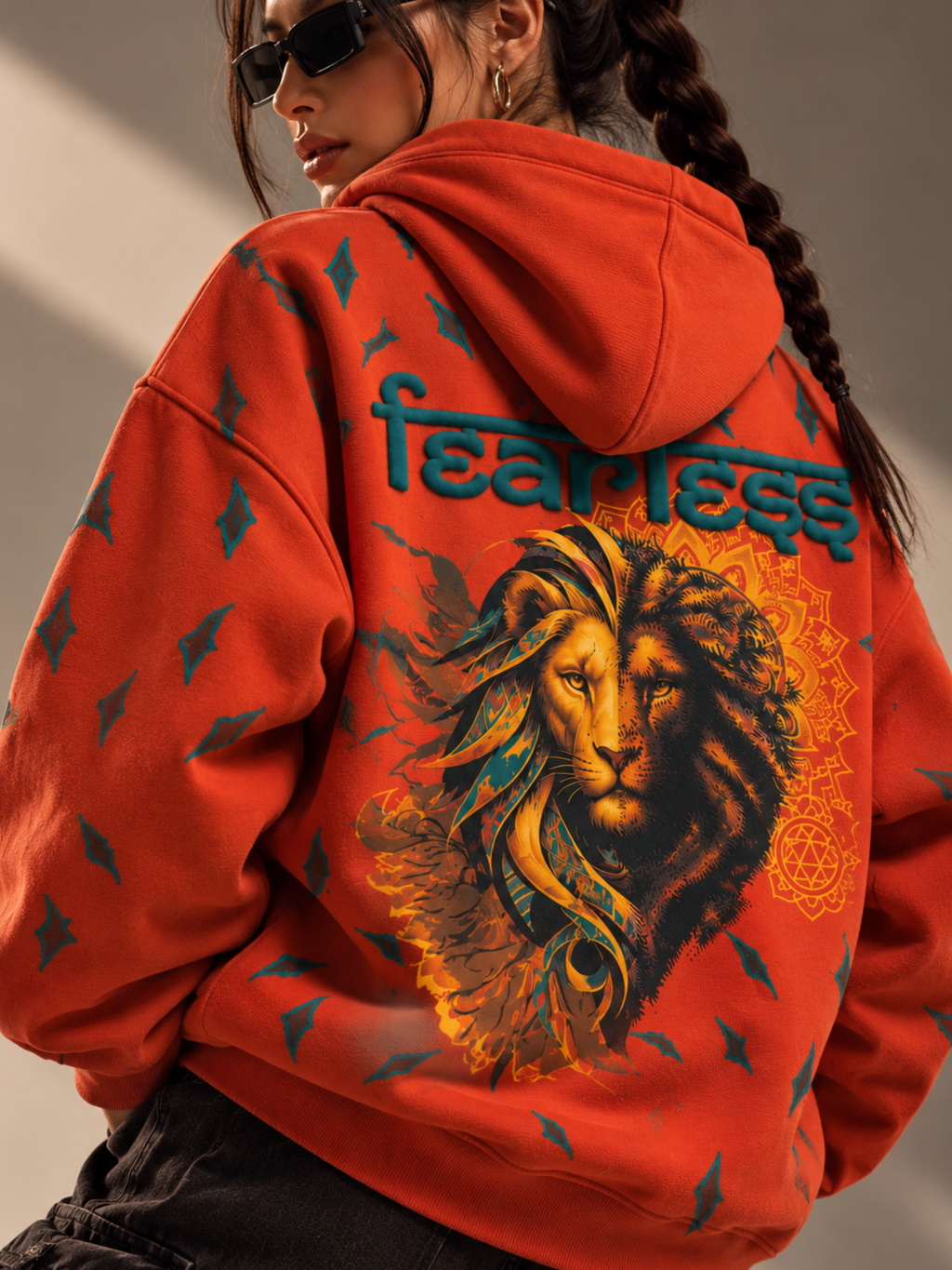 Tejas Handcrafted Hoodie Rusty Red-Women