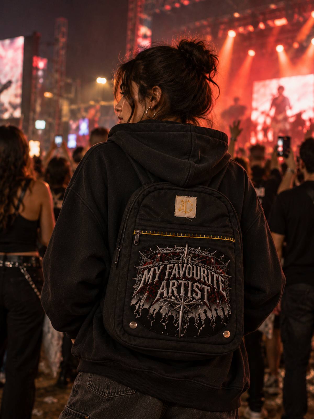 Safarnama Concert BagPack Black hoodie - Women