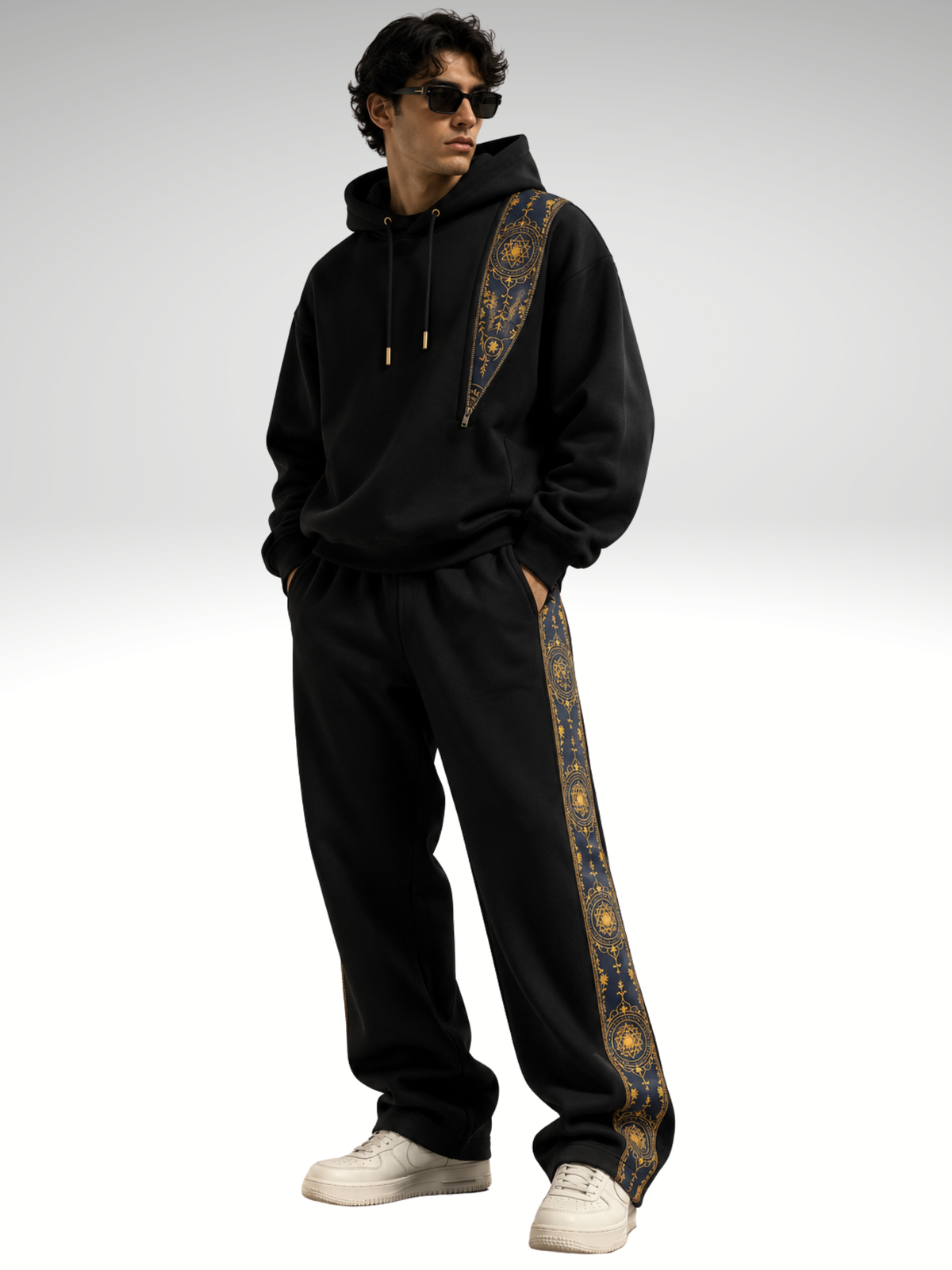 Cosmic Hoodie-Flared Stylised Black Coordset - Men