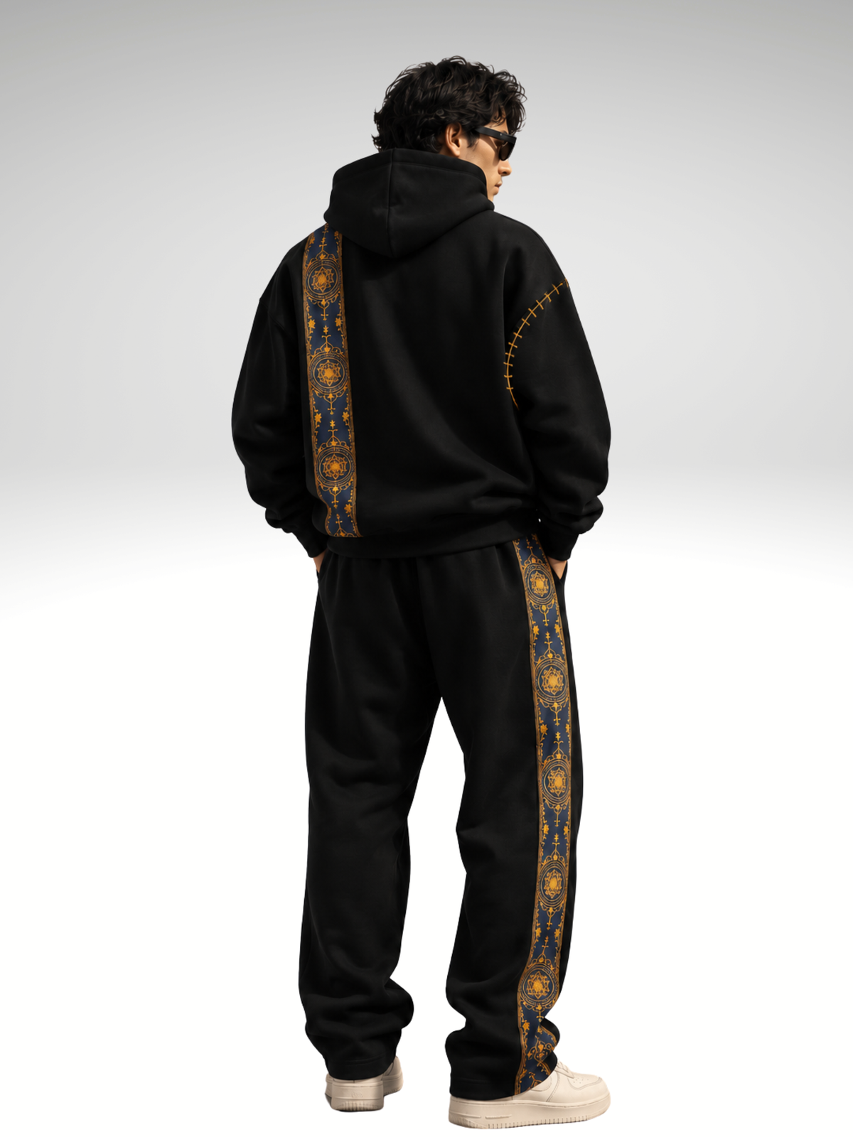Cosmic Hoodie-Flared Stylised Black Coordset - Men