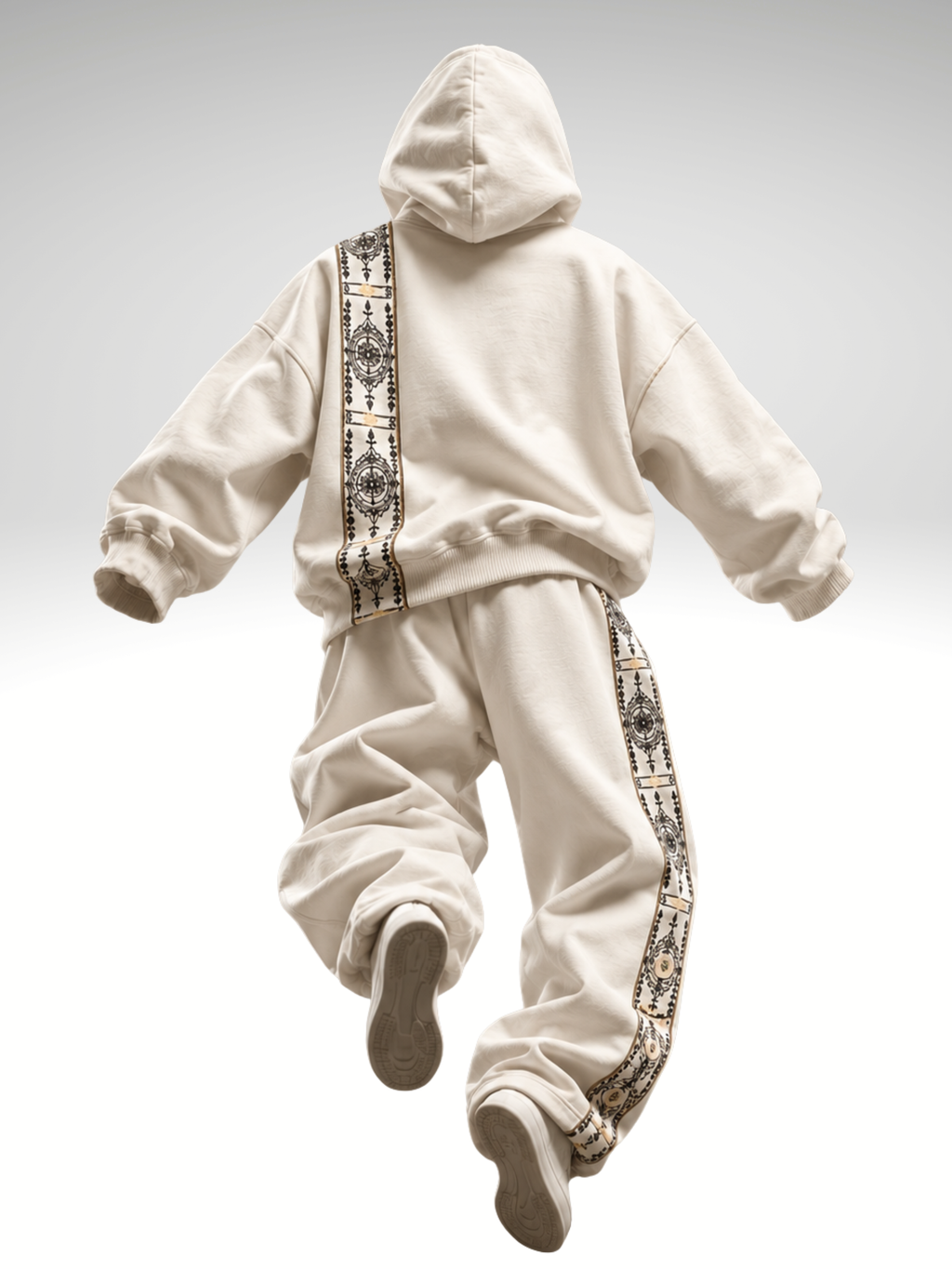 Cosmic Hoodie-Flared  Stylised White Coordset - Women