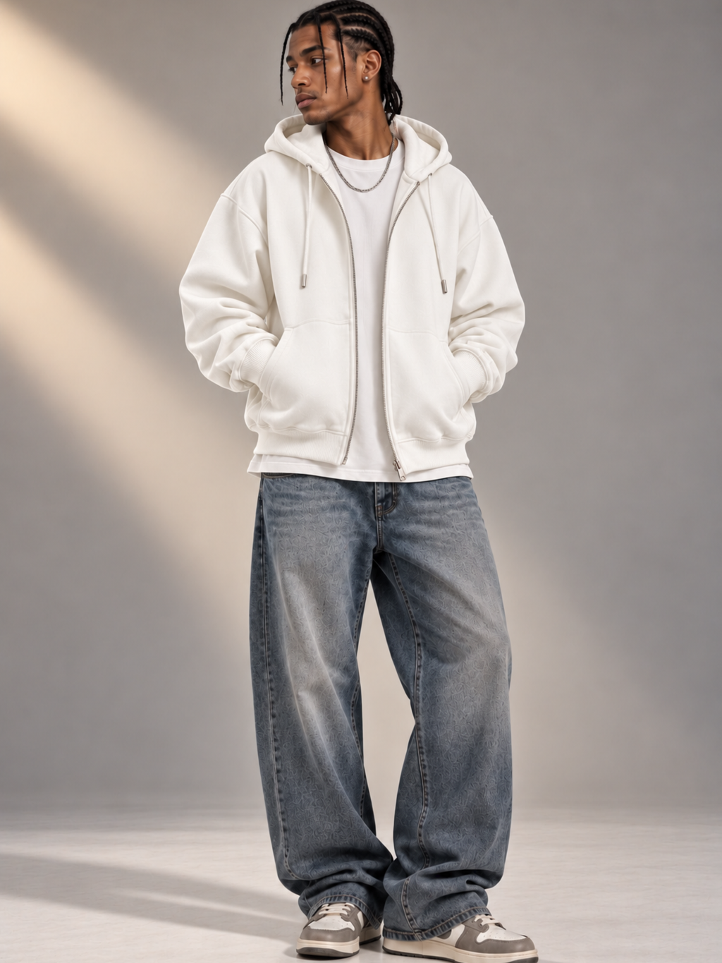 Safarnama Travel Uni BagPack White hoodie - Men