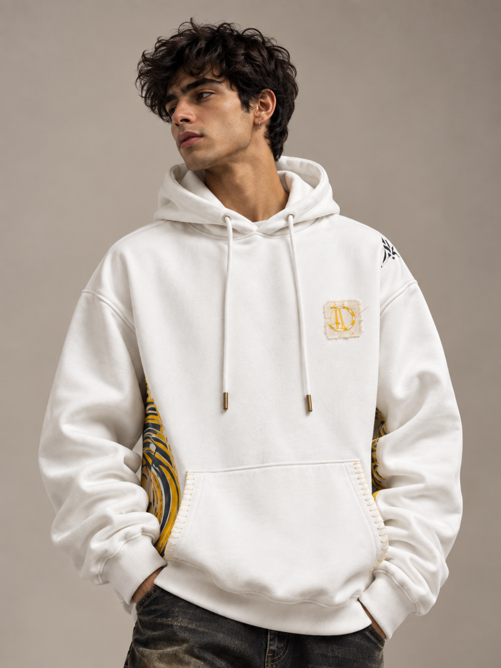 Veerya   Handcrafted Hoodie White-Men
