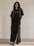 Paisley Oversized Tee Black - Women