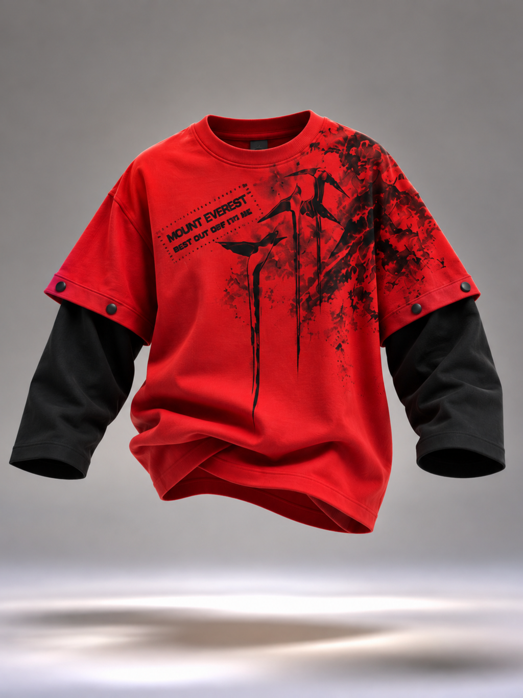 Mt Everest 2.0 Oversized Tee Detachable Sleeves Red-Women