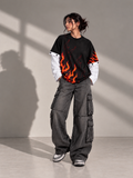 Ablaze Oversized Tee Detachable sleeves Black-Women