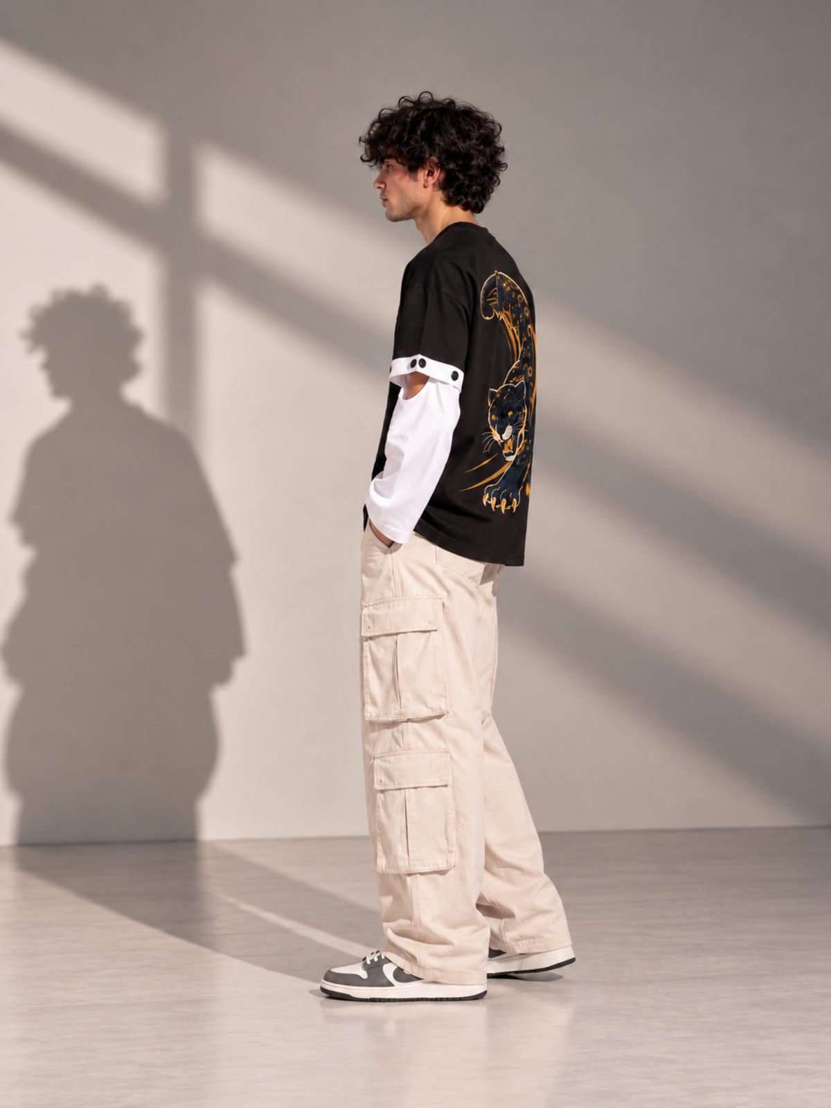 Panther 2.0 Oversized Tee Detachable Sleeves Black-Men