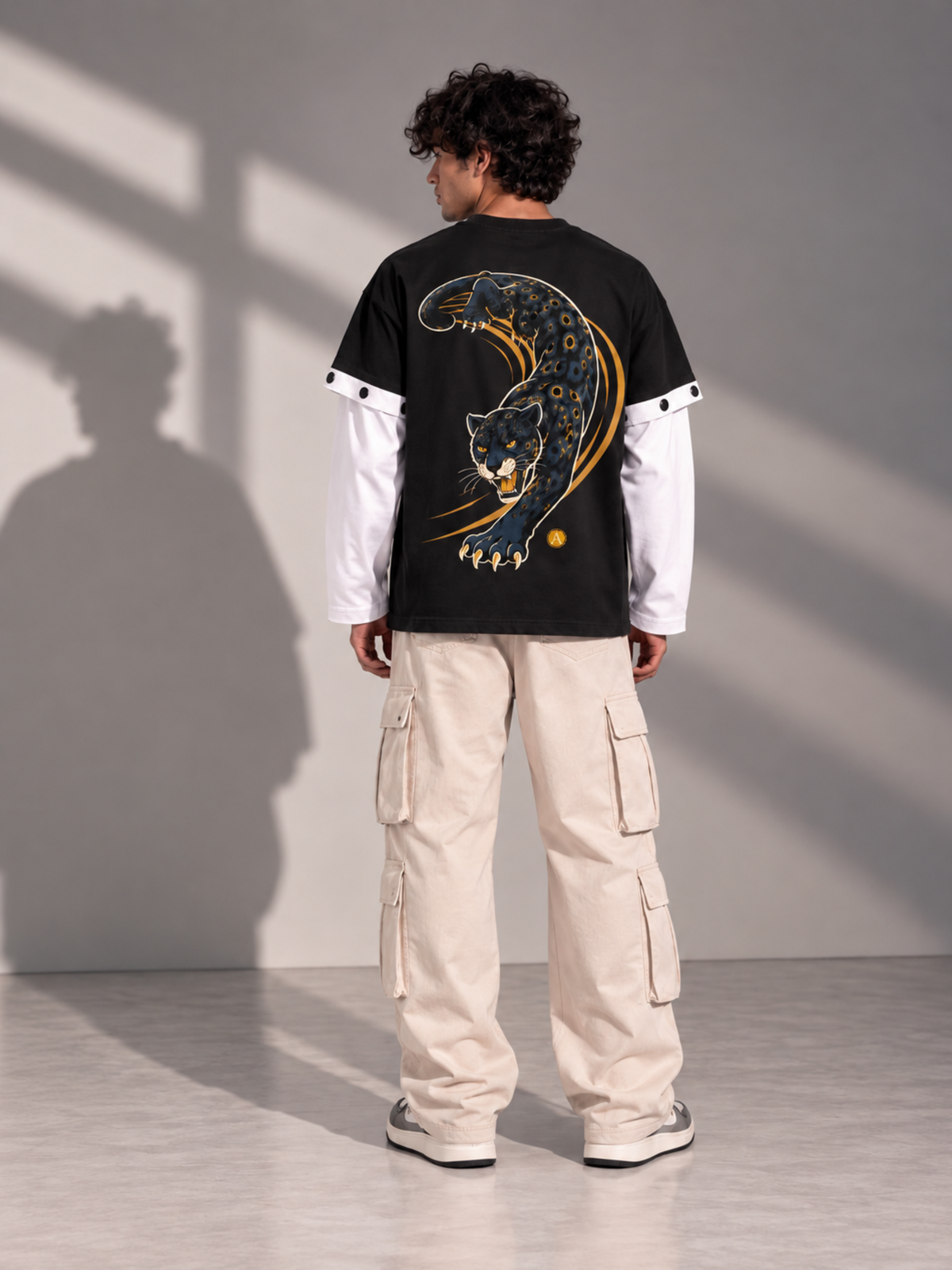 Panther 2.0 Oversized Tee Detachable Sleeves Black-Men
