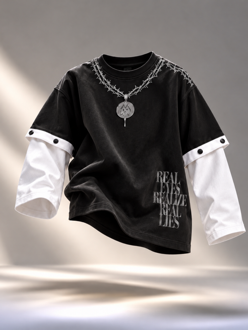 Concert Oversized Tee Detachable Sleeves Black-Women