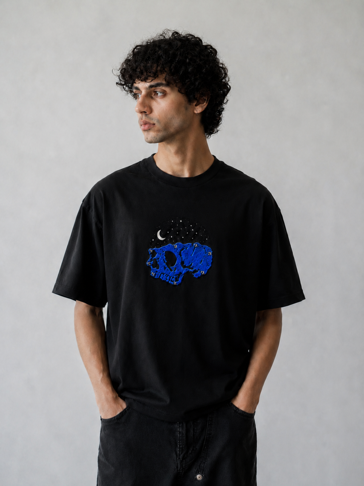 The Skull Oversized Tee Detachable Sleeves Black-Men