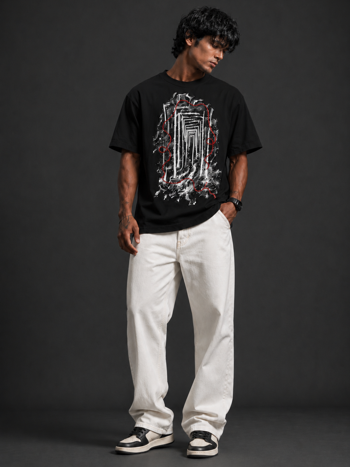 Reverie 2.0 Oversized Tee Detachable Sleeves Black-Men