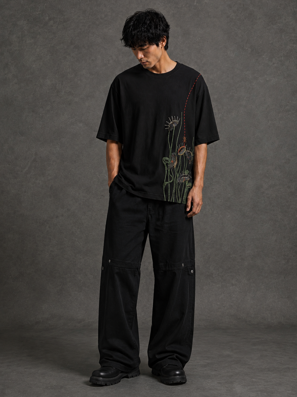 FlyTrap Oversized Tee Black - Men