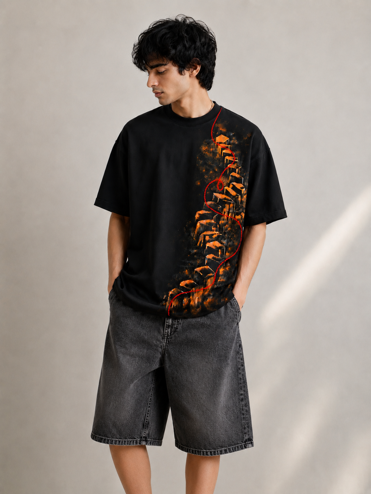 Saap Seedhi Oversized Tee - Black Men
