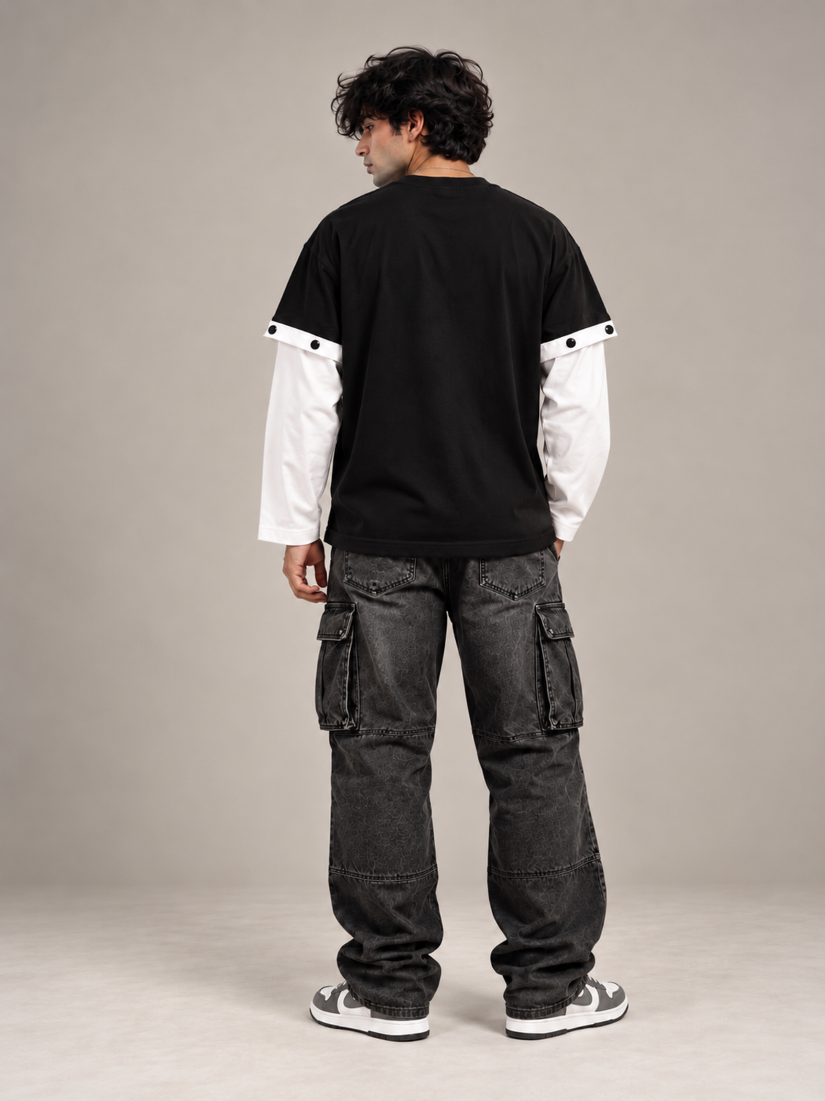 The Skull Oversized Tee Detachable Sleeves Black-Men