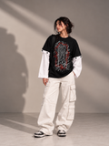 Reverie 2.0 Oversized Tee Detachable Sleeves Black-Women